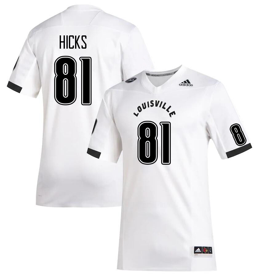 Men #81 Cataurus Hicks Louisville Cardinals College Football Jerseys Stitched Sale-White - Click Image to Close